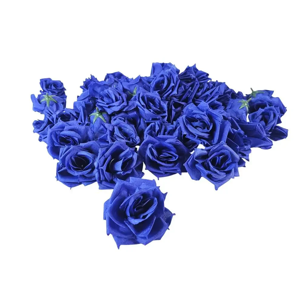 63 Royal Blue Silk Rose Heads 3 inch Artificial Wedding Flowers DIY Craft Decor